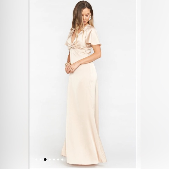 NWT SHOW ME YOUR MUMU - Rome Twist Gown color: champagne luxe satin - Picture 2 of 5
